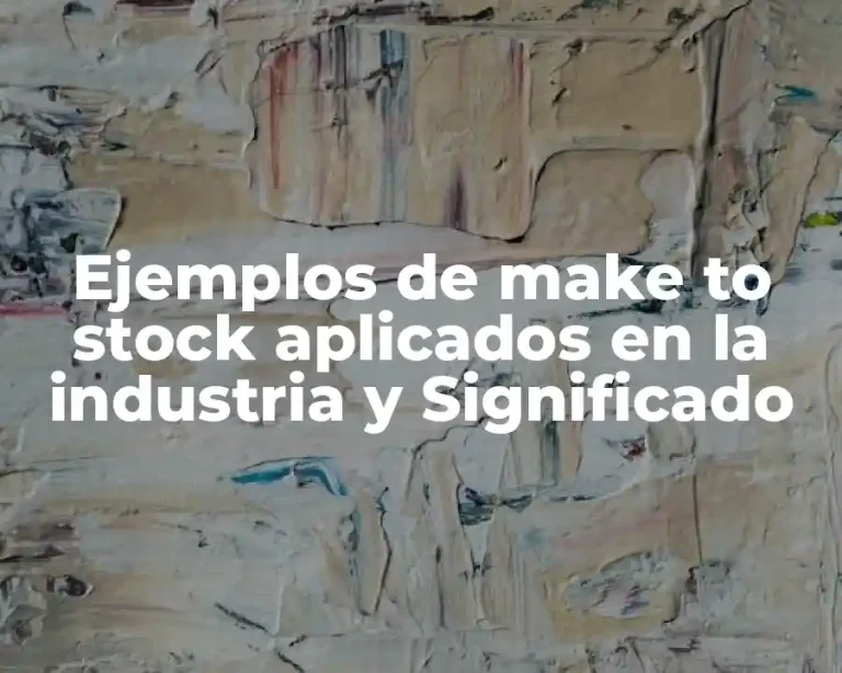 Ejemplos de make to stock aplicados en la industria y Significado