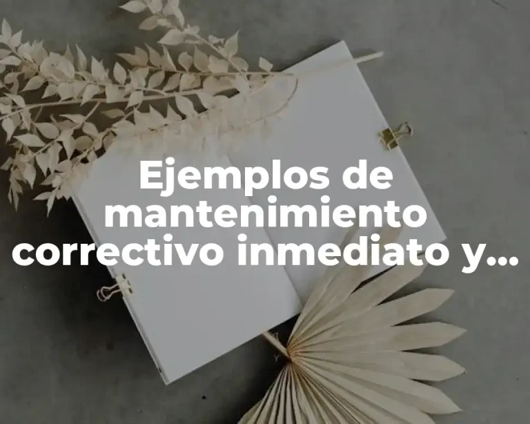 Ejemplos de mantenimiento correctivo inmediato y Significado