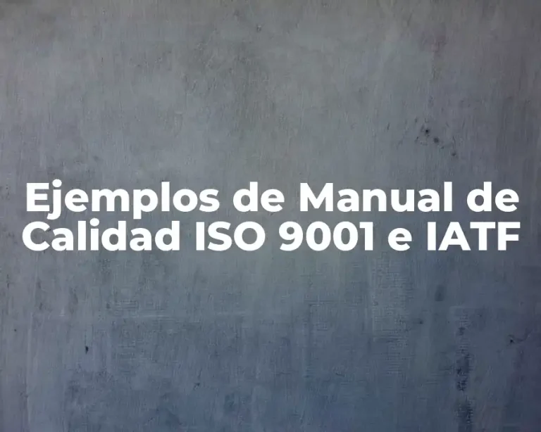 Ejemplos de Manual de Calidad ISO 9001 e IATF
