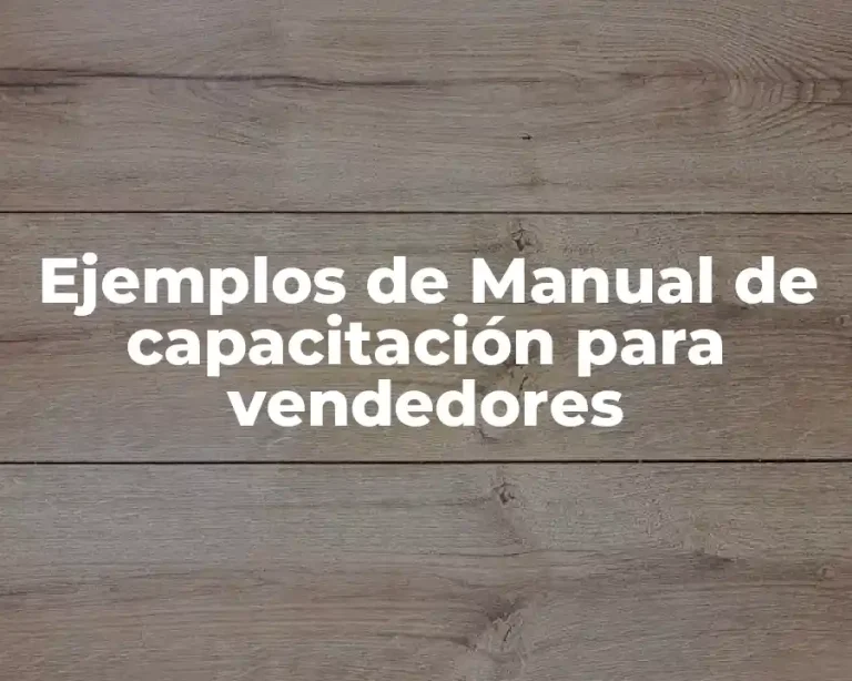 Ejemplos de Manual de capacitación para vendedores