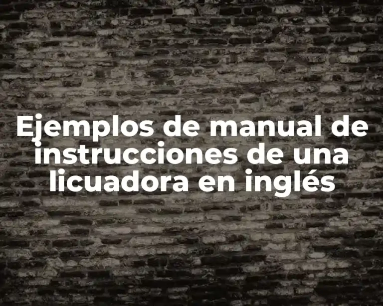 Ejemplos de manual de instrucciones de una licuadora en inglés