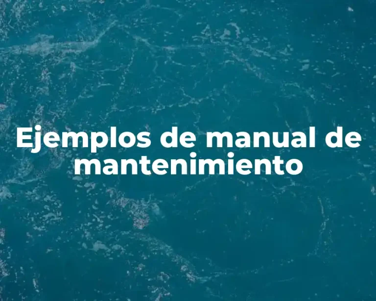 Ejemplos de manual de mantenimiento