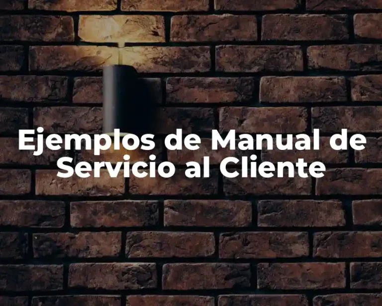 Ejemplos de Manual de Servicio al Cliente