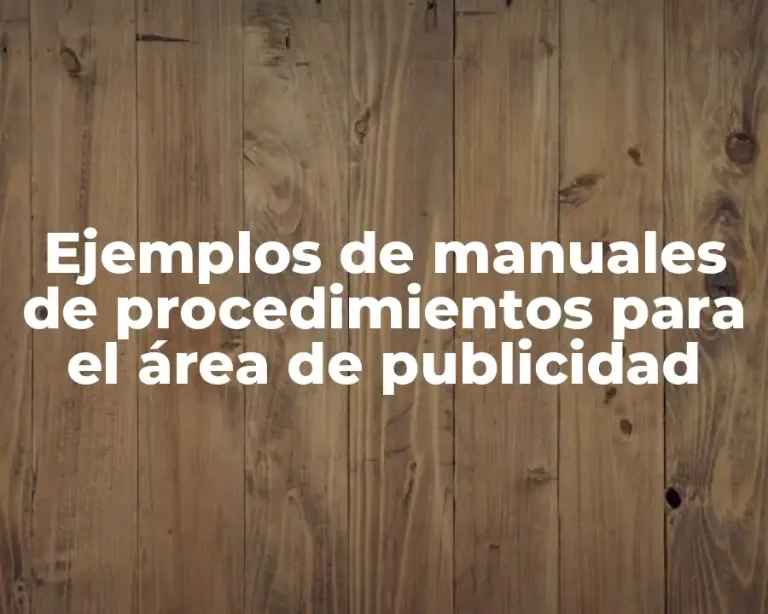 Ejemplos de manuales de procedimientos para el área de publicidad