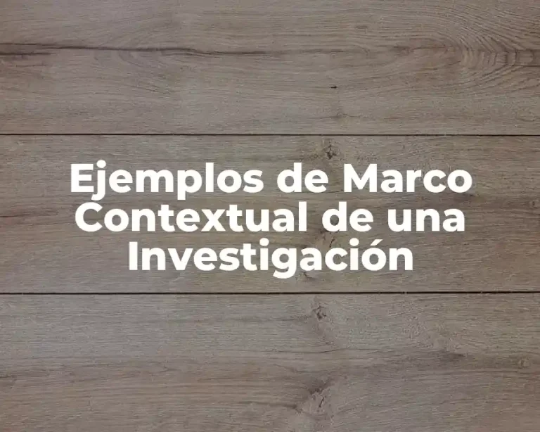 Ejemplos de Marco Contextual de una Investigación