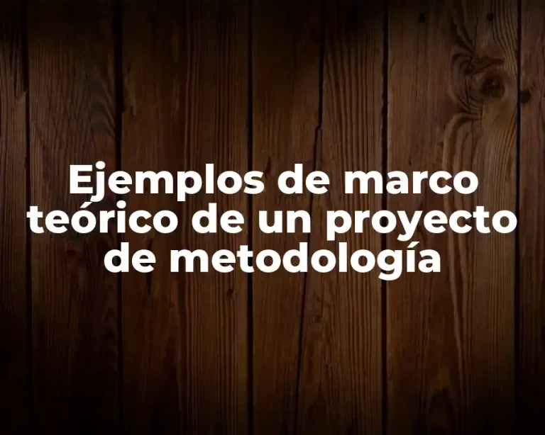 Ejemplos de marco teórico de un proyecto de metodología