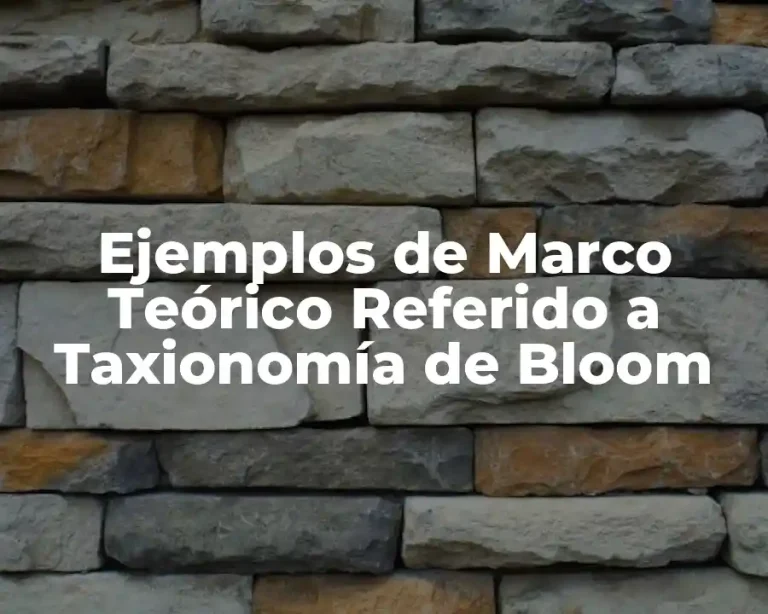 Ejemplos de Marco Teórico Referido a Taxionomía de Bloom