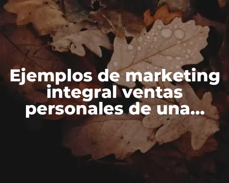 Ejemplos de marketing integral ventas personales de una empresa