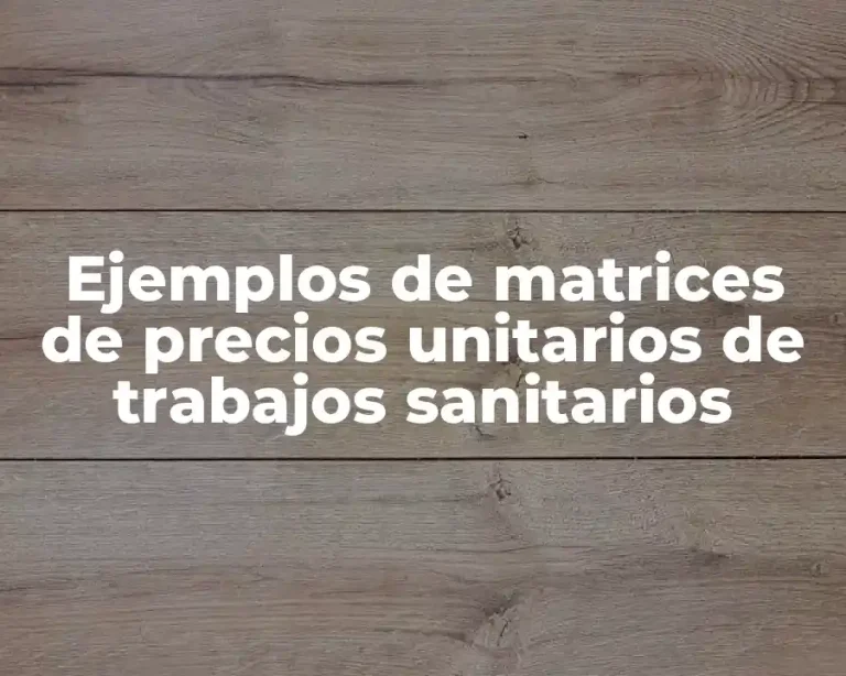 Ejemplos de matrices de precios unitarios de trabajos sanitarios