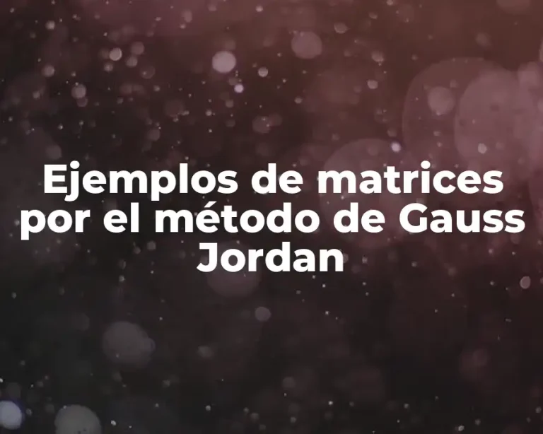 Ejemplos de matrices por el método de Gauss Jordan