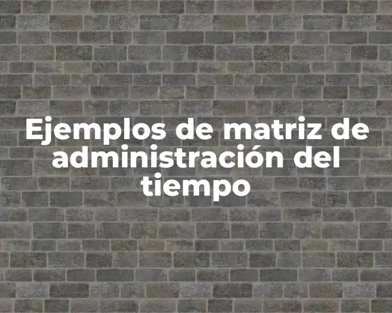Ejemplos de matriz de administración del tiempo