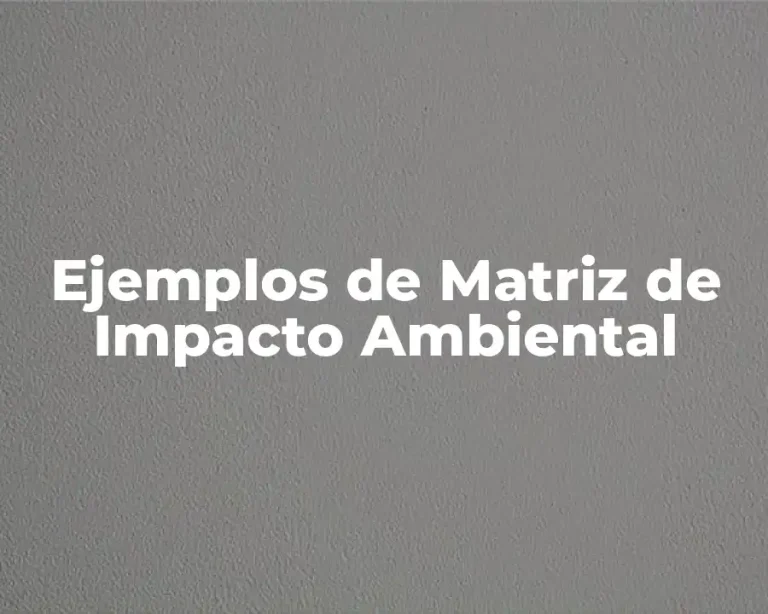 Ejemplos de Matriz de Impacto Ambiental