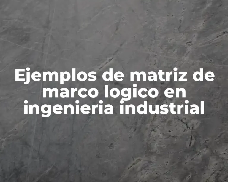 Ejemplos de matriz de marco logico en ingenieria industrial