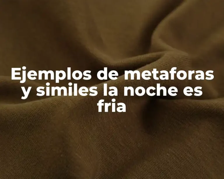 Ejemplos de metaforas y similes la noche es fria