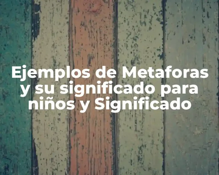 Ejemplos de Metaforas y su significado para niños y Significado
