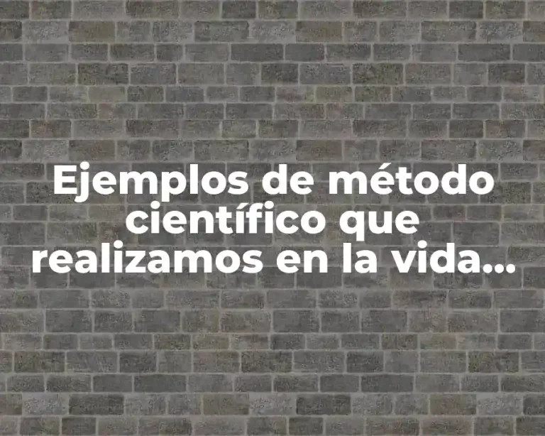 Ejemplos de método científico que realizamos en la vida diaria y Significado