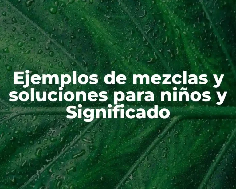 Ejemplos de mezclas y soluciones para niños y Significado
