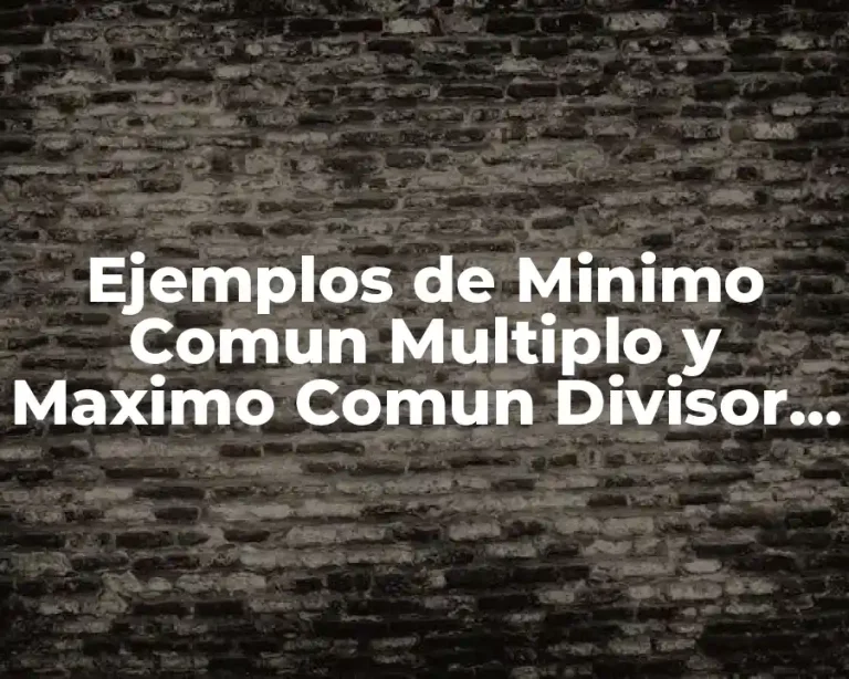 Ejemplos de Minimo Comun Multiplo y Maximo Comun Divisor y Significado