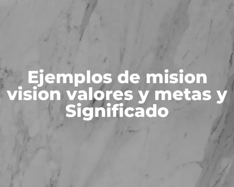 Ejemplos de mision vision valores y metas y Significado