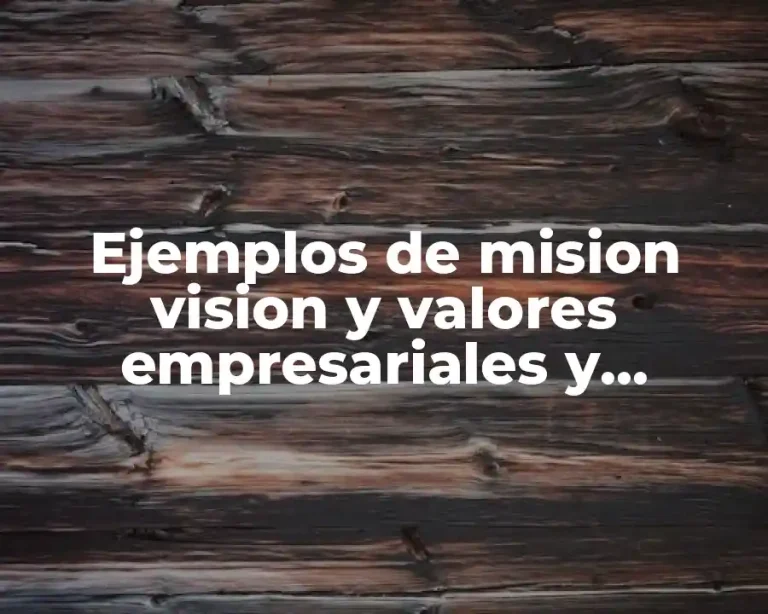Ejemplos de mision vision y valores empresariales y Significado