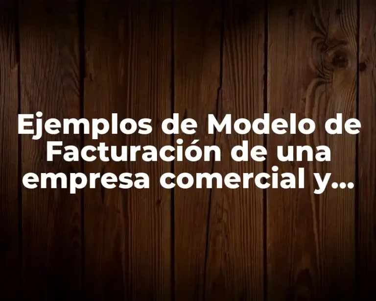 Ejemplos de Modelo de Facturación de una empresa comercial y Significado