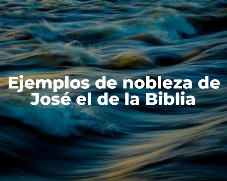 Ejemplos de nobleza de José el de la Biblia