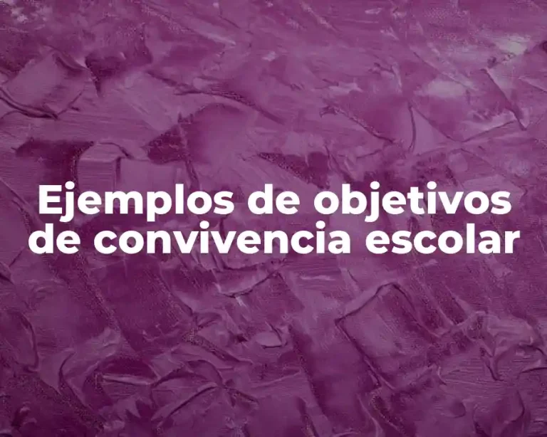 Ejemplos de objetivos de convivencia escolar