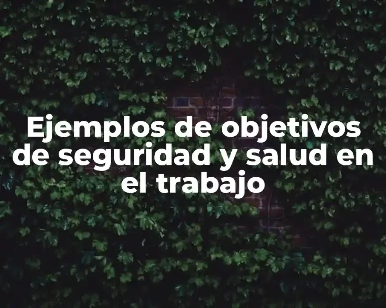 Ejemplos de objetivos de seguridad y salud en el trabajo