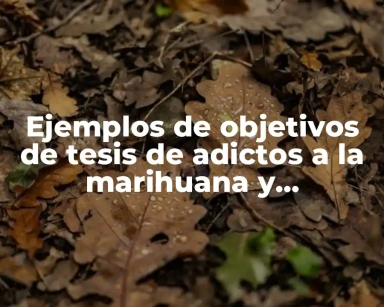 Ejemplos de objetivos de tesis de adictos a la marihuana y Significado