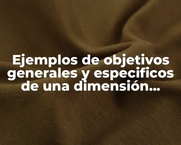 Ejemplos de objetivos generales y especificos de una dimensión humana
