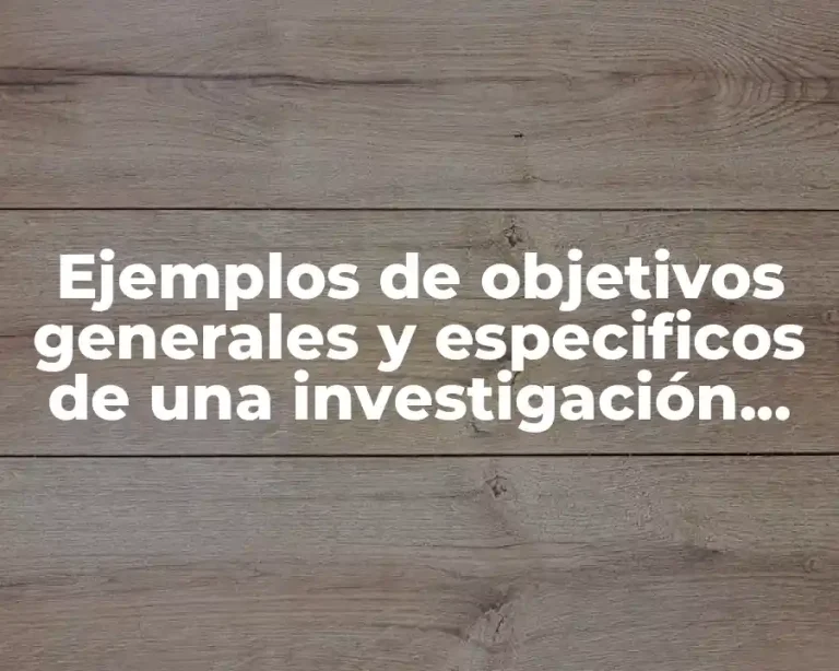 Ejemplos de objetivos generales y especificos de una investigación social
