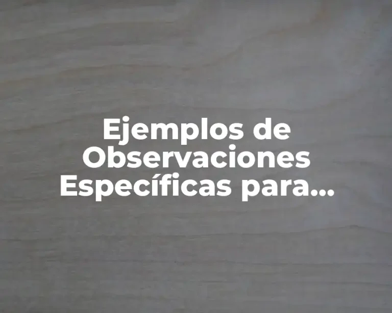 Ejemplos de Observaciones Específicas para Primaria