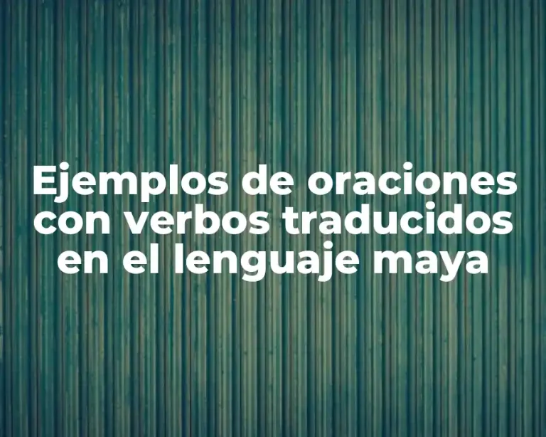 Ejemplos de oraciones con verbos traducidos en el lenguaje maya