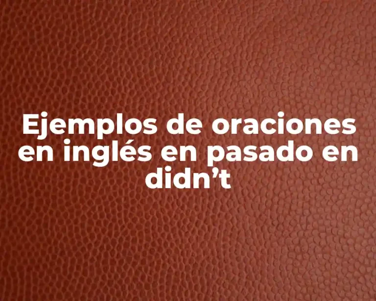 Ejemplos de oraciones en inglés en pasado en didn’t