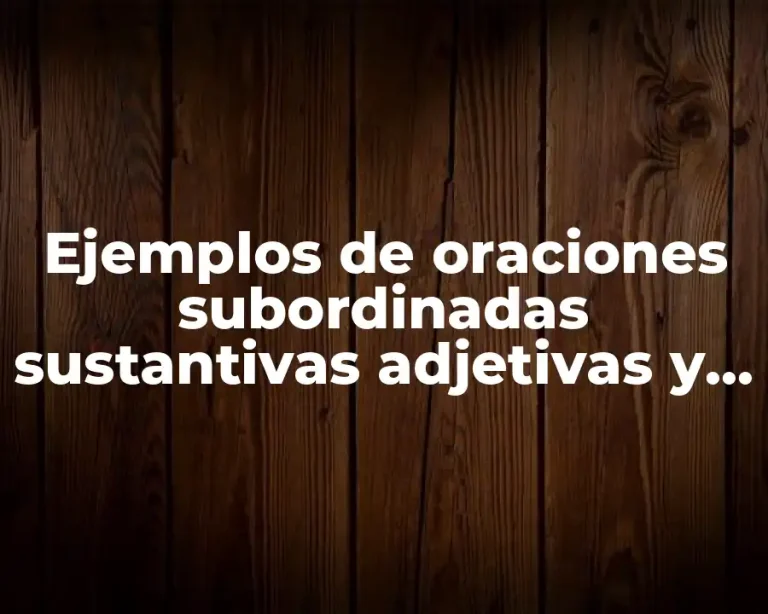 Ejemplos de oraciones subordinadas sustantivas adjetivas y adverbiales