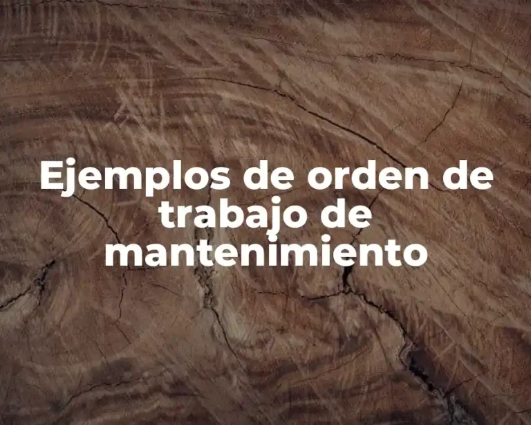Ejemplos de orden de trabajo de mantenimiento