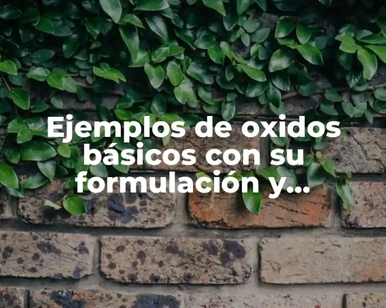 Ejemplos de oxidos básicos con su formulación y nomenclatura