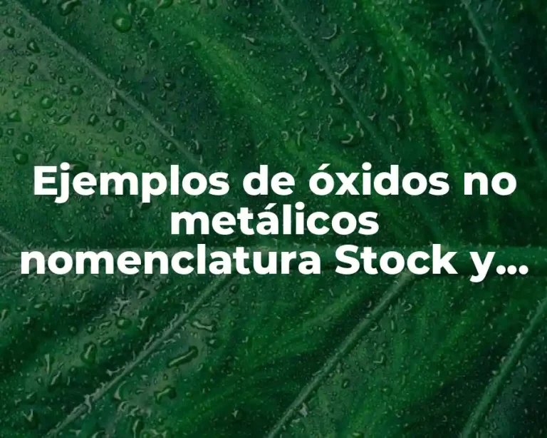 Ejemplos de óxidos no metálicos nomenclatura Stock y Significado