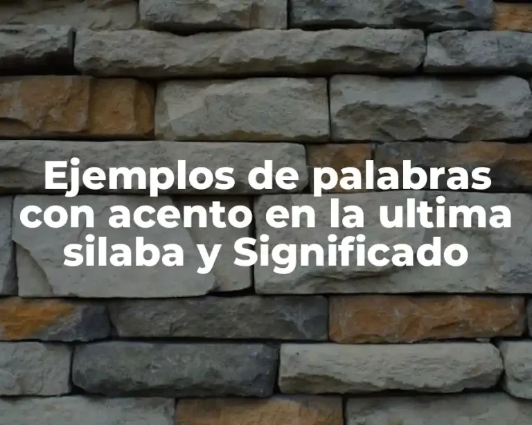 Ejemplos de palabras con acento en la ultima silaba y Significado