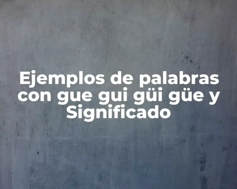 Ejemplos de palabras con gue gui güi güe y Significado