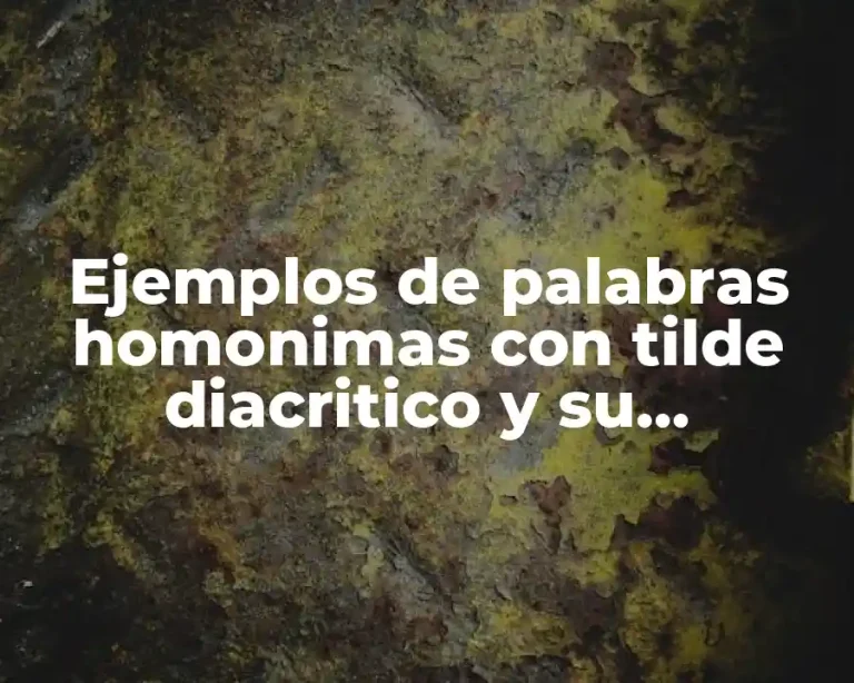 Ejemplos de palabras homonimas con tilde diacritico y su significado