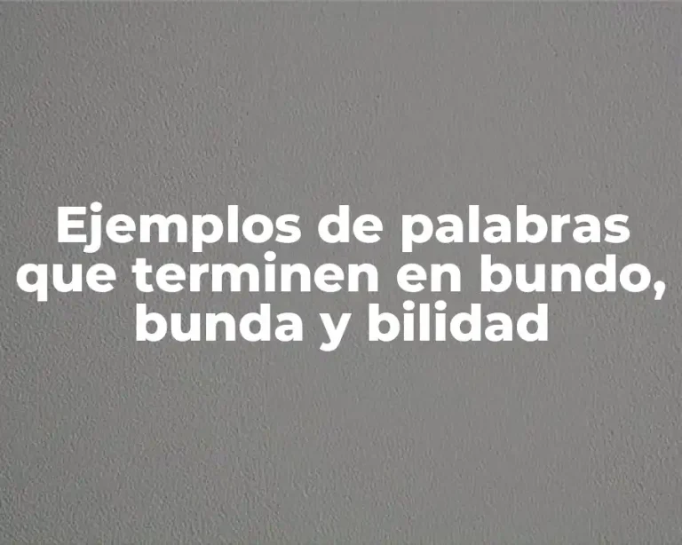 Ejemplos de palabras que terminen en bundo, bunda y bilidad