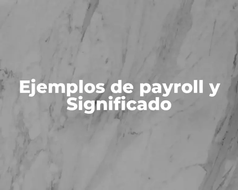 Ejemplos de payroll y Significado