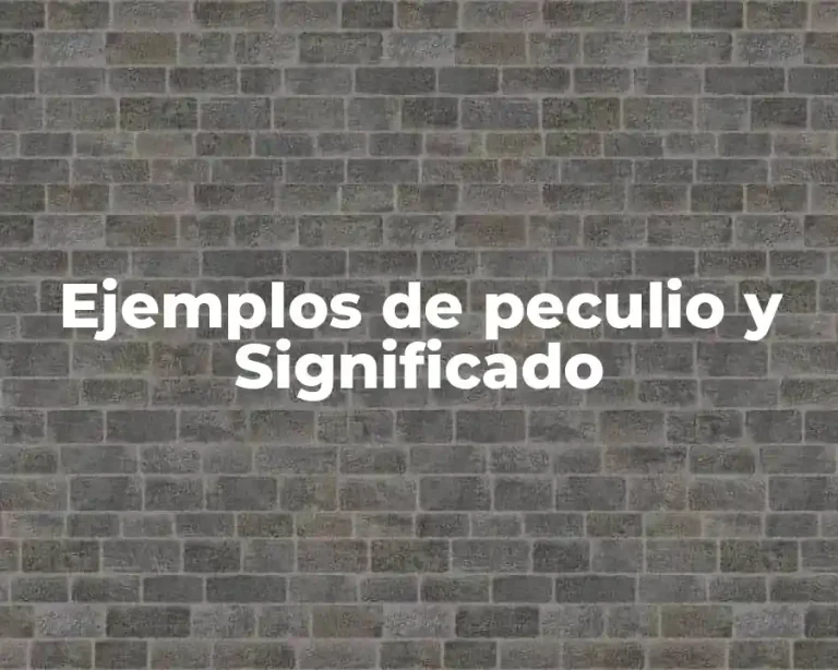 Ejemplos de peculio y Significado