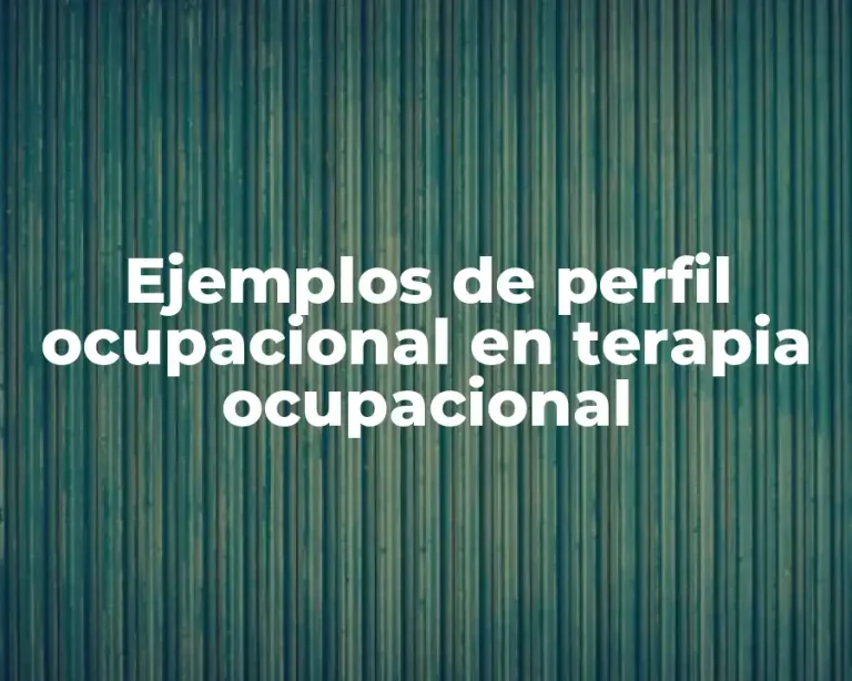 Ejemplos de perfil ocupacional en terapia ocupacional