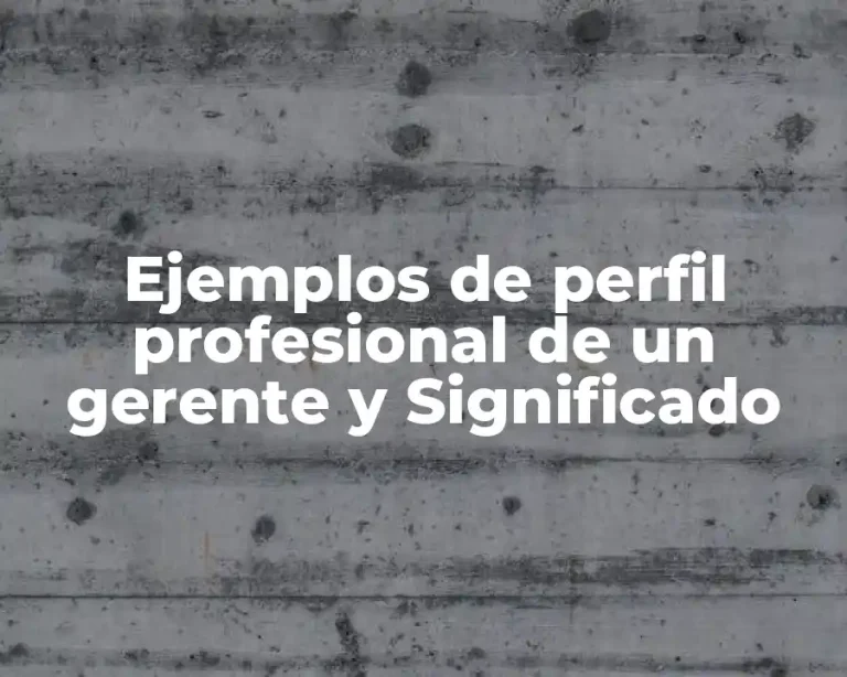 Ejemplos de perfil profesional de un gerente y Significado