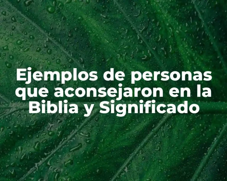 Ejemplos de personas que aconsejaron en la Biblia y Significado