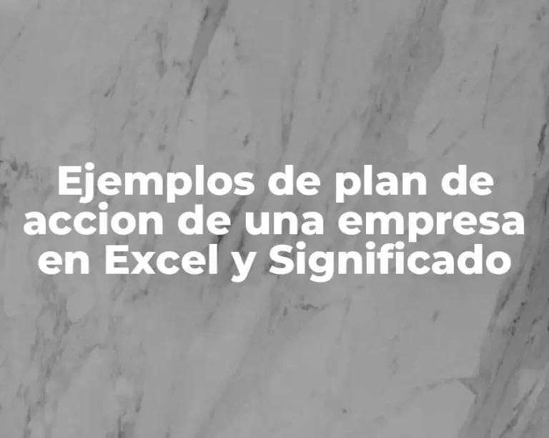Ejemplos de plan de accion de una empresa en Excel y Significado