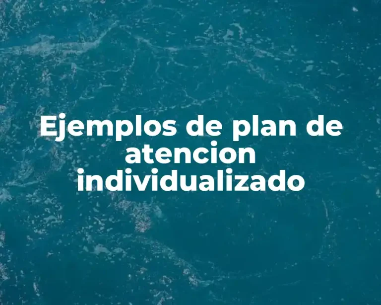 Ejemplos de plan de atencion individualizado