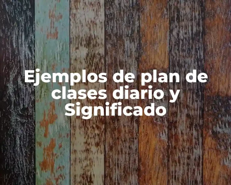 Ejemplos de plan de clases diario y Significado